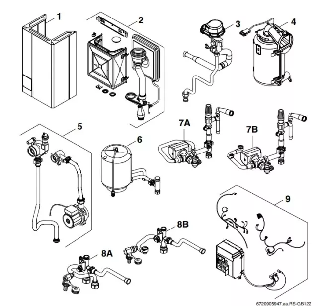 Ersatzteile für Buderus Gas Brennwerttherme GB 122