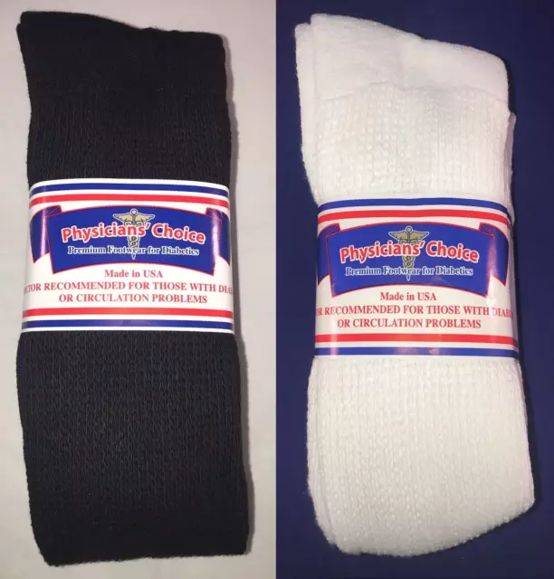 Physician's Choice Over The Calf Diabetic Crew Socks 3-6-12 Pairs 10-13/13-15