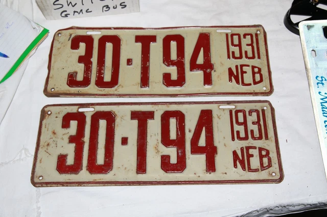 1931 Nebraska License Plate x2 30-294 Vintage Rare Set Lot 2
