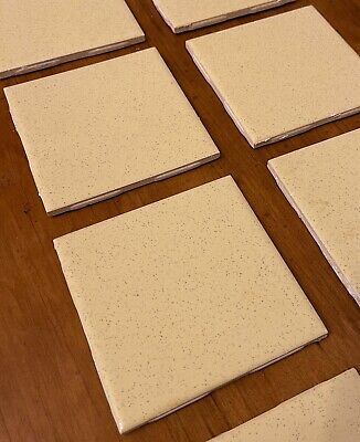 10 Vintage Ceramic Wall Tiles 4.25” (4 -1/4”) Yellow Gold Dust Speckle 1970s