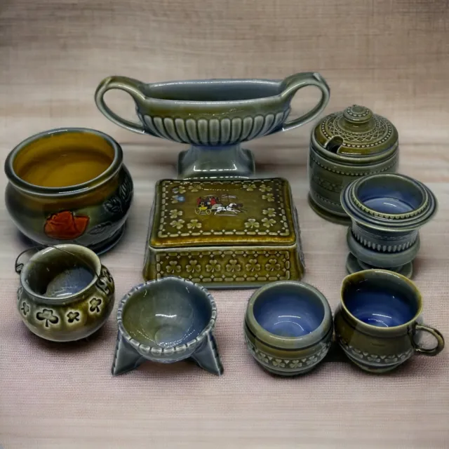 Collectable Irish Wade Porcelain Pieces Cauldron Jewellery Box Lidded Sugar Bowl