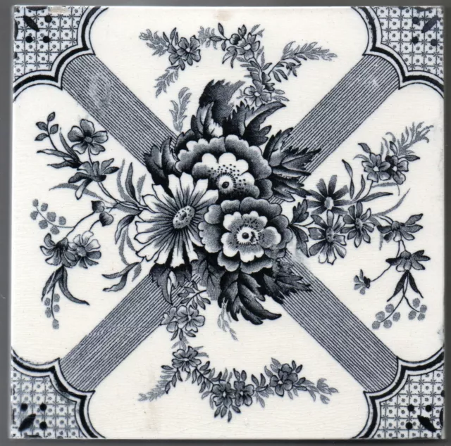 Aesthetic style Victorian original antique Pilkingtons Indigo transfer tile