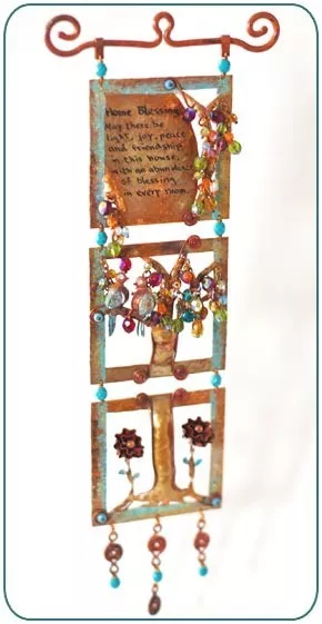 Home Blessing Mobile Wall Hanging Tree of Life Flower Handmade Copper Fine Beads