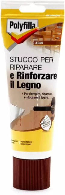 POLYFILLA STUCCO per LEGNO, Ripara E Rinforza Il Legno, Riempitivo per Interno E