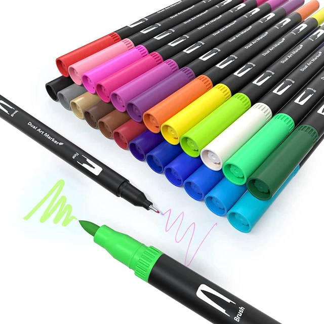Juego de bolígrafos de doble punta MISDUWA 24 colores bolígrafos de color punta de fieltro para niños