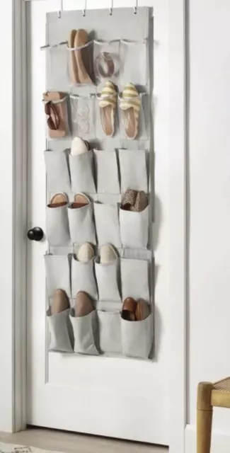 Over The Door 24 Pocket Mesh & Solid Shoe Organizer Hanging Made By Design New