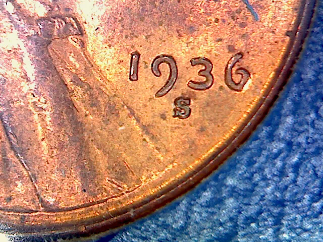 1936 S S/S Ddo Lincoln Wheat Cent Red Cracked Die Obverse Plug Die On # 6