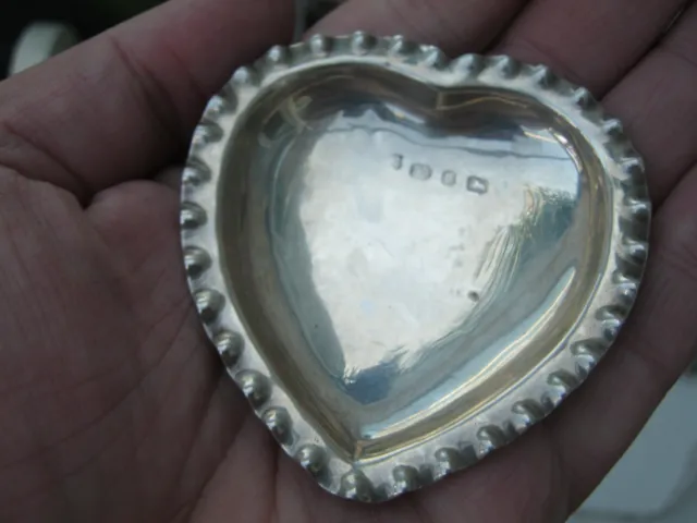 Birmingham 1895 Sterling Silver George Late Victorian Heart Shaped Fluted Dish