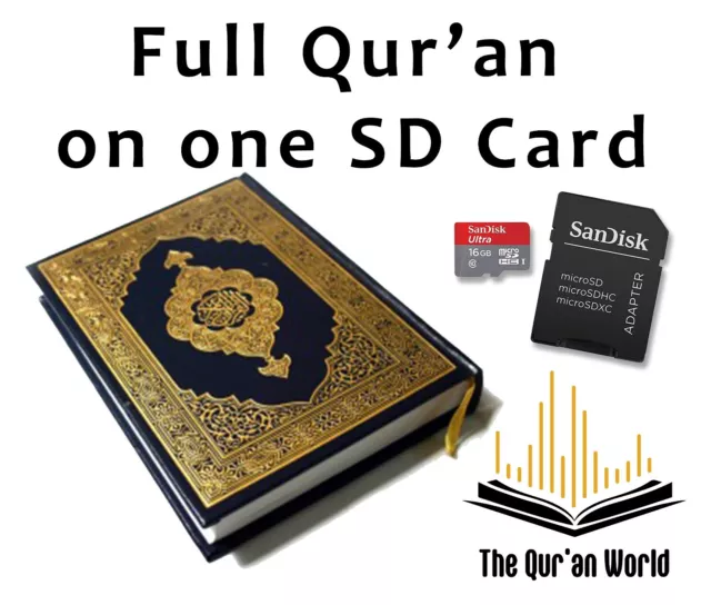 Complete Quran Recitation in ONE SD Card -Muslim, Gift, Islam, Car, Full Quran
