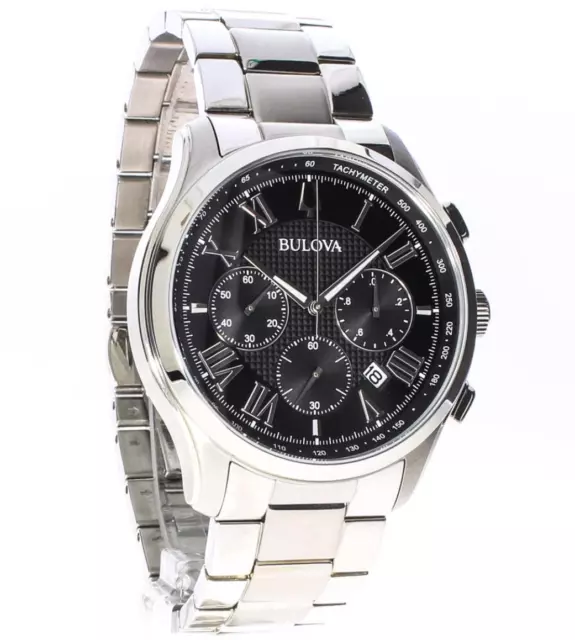 Bulova Classic Wilton Black Dial Stainless Steel Chronograph Men's Watch 96B288