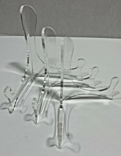 THE CONTAINER STORE Clear Plastic Photo Postcard Stand LOT 3 Large x 2 Small x 1