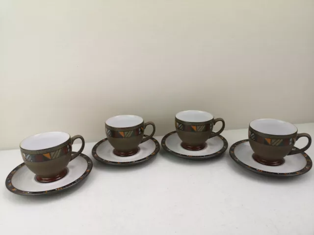 Vintage 8 Piece Denby MARRAKESH Tea Cups & Saucers Ex Condition