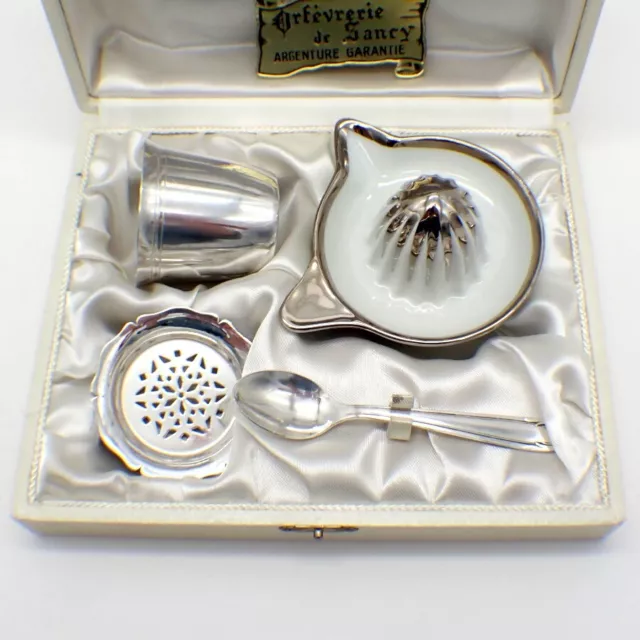 Lemon Squeezing Set 4 Pcs French Silverplate Boxed