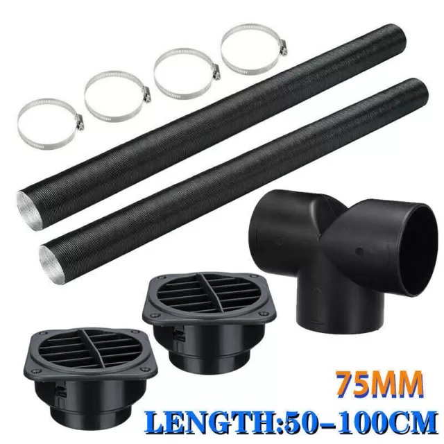 75mm Heater Pipe Ducting T Piece Warm Air Outlet Vent For Webasto Diesel 2