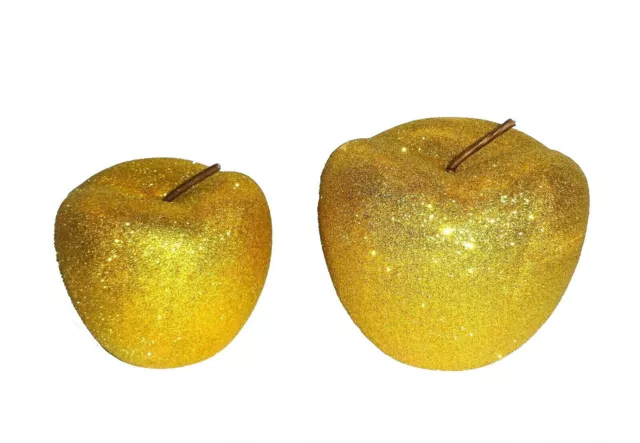 2x Dekoapfel Manzana Cerámica Oro Decoración de Navidad Moderno Ø12 / 14CM