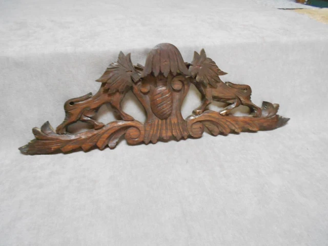 VINTAGE French  OAK wood Carved Fronton Pediment 3