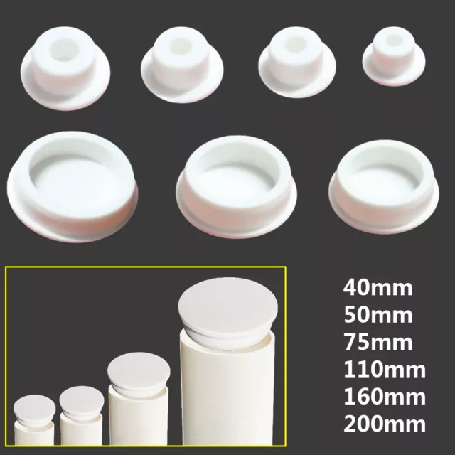 Drain Pipe / Fittings Blind Plugs End Cap Stopper 40-200mm Silicone Rubber White