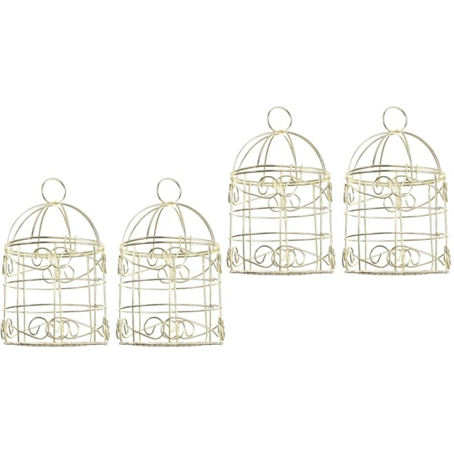 4 PCS Rounded in House Bird Feeder Parrot Foraging Iron Cage Hollow