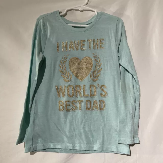 Children’s Place Girls Long Sleeve Graphic T-shirt Size Small 5-6 Teal Gold