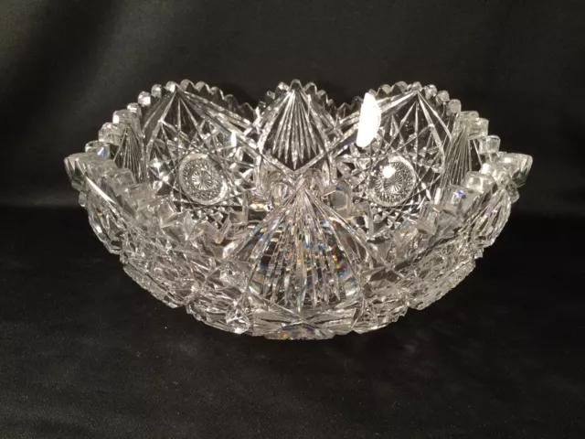 Antique Large American Brilliant Period Cut Glass Bowl