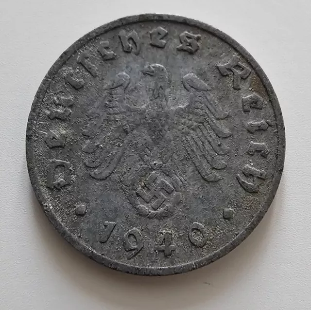 GERMAN Coin 1940 G 1 REICHSPFENNIG Zinc SWASTIKA 3RD REICH WW2 +RARE Pfennig