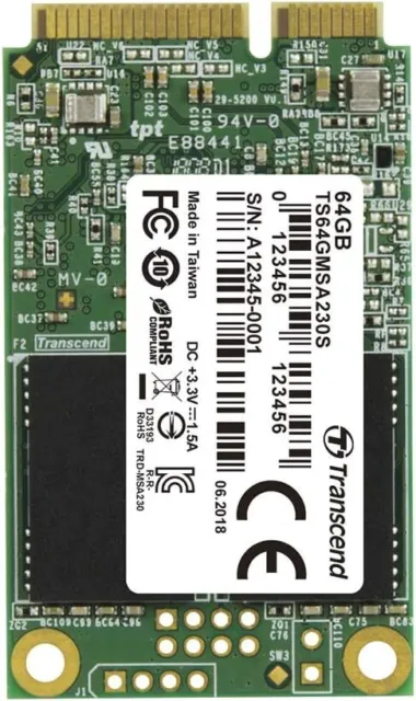 Transcend Highspeed 64GB interne mSATA SSD SATA III (6Gb/s) - Ultrabooks, Tablet
