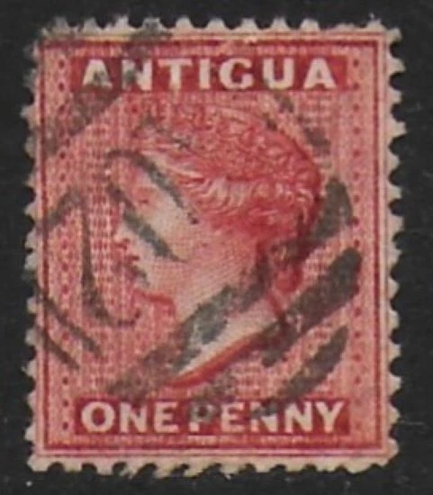 Antigua 1884 SG24 QV 1d Carmine-Red - wmk CrCA - p12 - used cancel A02
