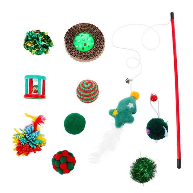 10 piezas Bolas de Navidad para gatos Navidad Mascota Molar Navidad Medias para gatos Juguete