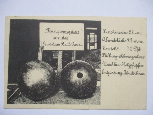 Frankreich Minen, Grüße an Landsturm Batl. Passau, Feldpost 1915 AA Falkenhausen