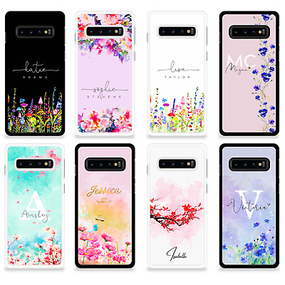 Personalised Flower Phone Case Name Hard Cover For S20 S10 S9 Samsung Galaxy