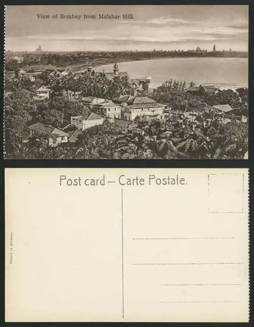 India Old Postcard Panorama of Bombay from Malabar Hill