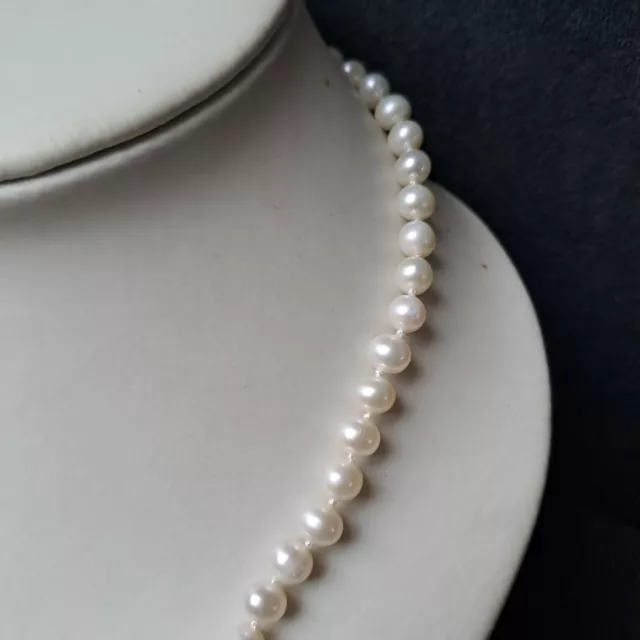 Süßwasser Zucht Perlenkette SONDERPREIS oval 6-6,5mm  57cm weiß 3