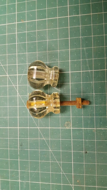 Poignées de porte tiroir en verre victorien original récupéré