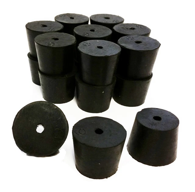 Rubber Stoppers, Size 6, 1-Hole. Case of 10-Pounds.