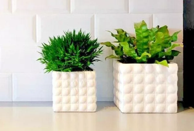 LARGE White Cube Flower Pot Home Decor Modern Plant Holder Pots Vase