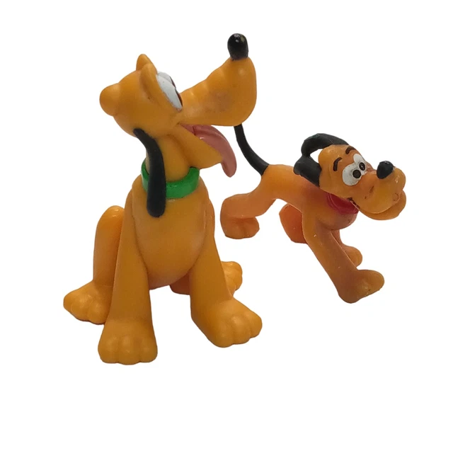 Lot of 2  Pluto Toy Dog Action Figures Disney Mickey Mouse Figures Cake Toppers