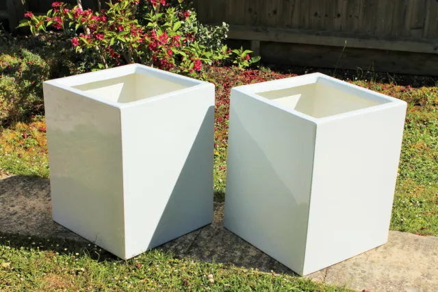 50x40x40 cm White High Quality Fibreglass Large Planter Plant Pot HAND MADE UK