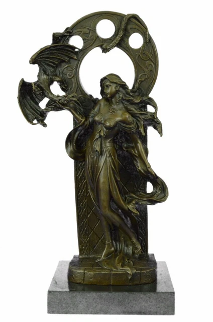 WINGED SERPENT DRAGON Fantaisie Gargouille Monster Bronze Statue ...