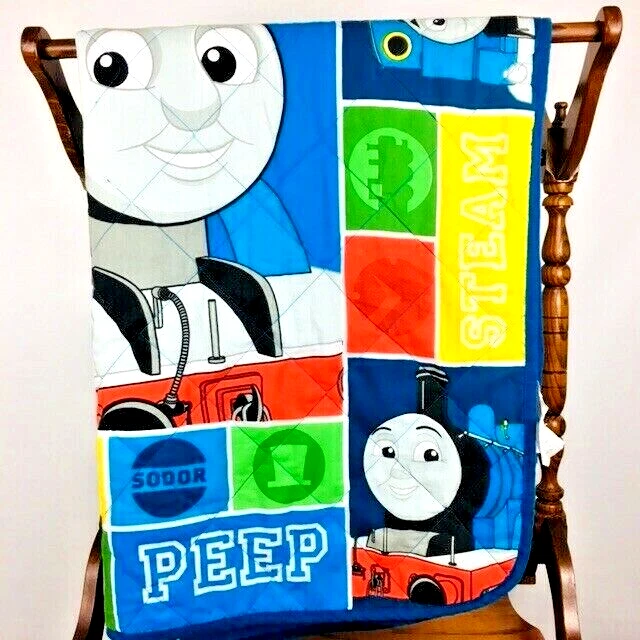 "Edredón de motor de tanque de tren Thomas de colección años 90 manta bebé niño pequeño Franco 42x56"