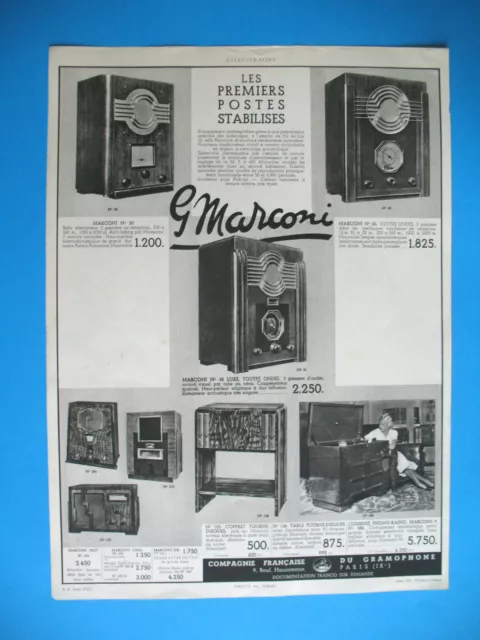 Publicite De Presse Marconi Tsf Premiers Postes Stabilises French Ad 1935