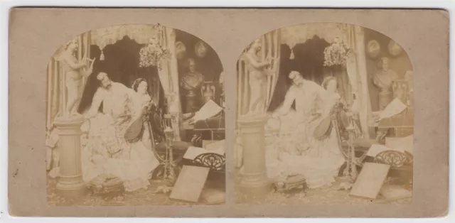 Genre stereoview-Scenes In The Domestic Life Of A Blue Stocking, amusing verse