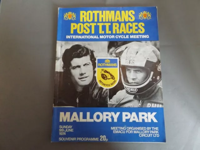 1974 Mallory Park Programme 9/6/74 - Rothmans Post Tt Motor Cycle Races