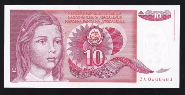 Yugoslavia --- 10 Dinara 1990 --Za  Series- Replacement---P-103--Unc----