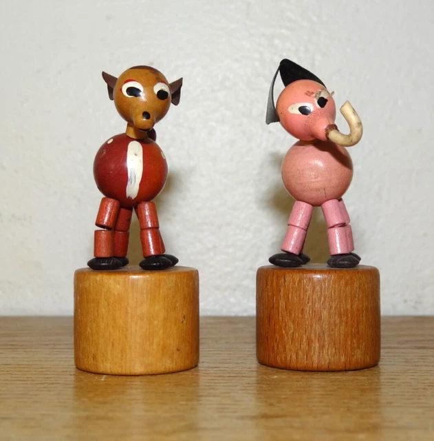 Jouet à Bascule Ancien Wakouwa – Boxeur Miniature Bois – Années 50/60 – Fonctionne – Fabriqué En France