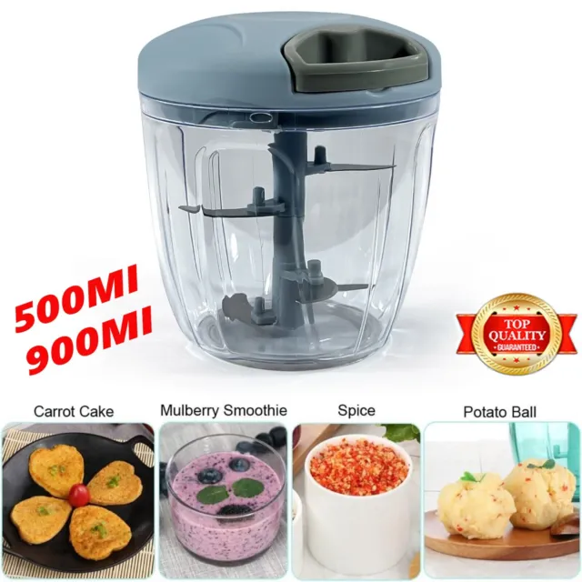 Pull String Hand Chopper Manual Food Processor To Slice Kitchen Tool 900ml