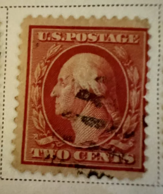 1910 George Washington US Postage Stamp. 2 cent. Scott #375 Carmine VF