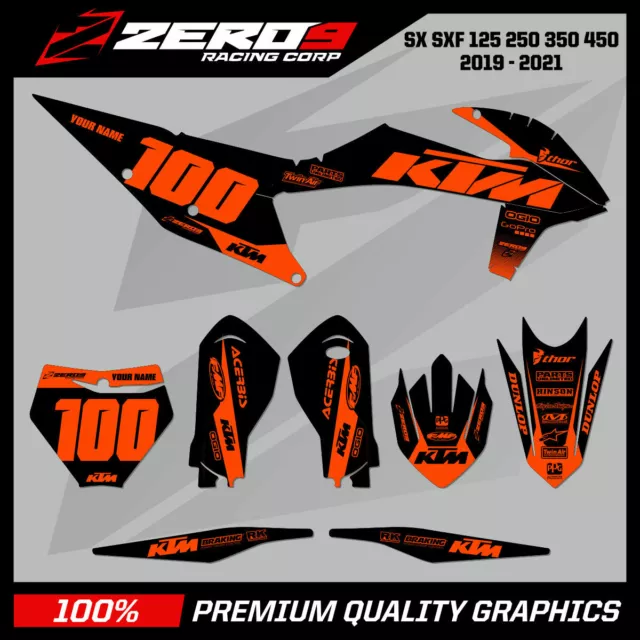 Custom MX Graphics Kit: KTM SX SXF EXC EXCF XC XCW 125-500 - BLOCK BLK/ORG