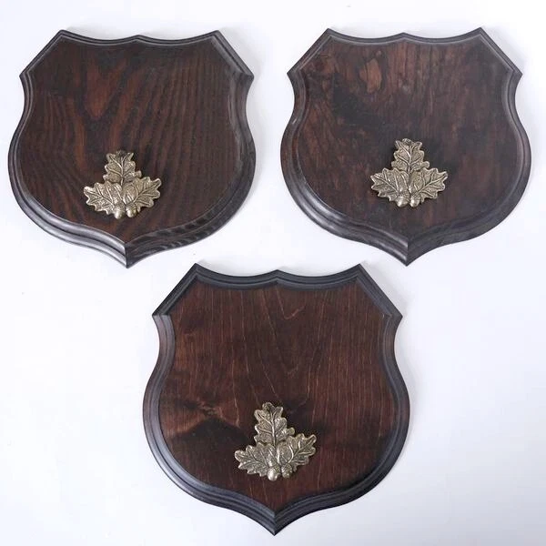 3x Armas Jabalí Trophäenschildaf, 19cm, Hoja de Roble Portada Pequeño