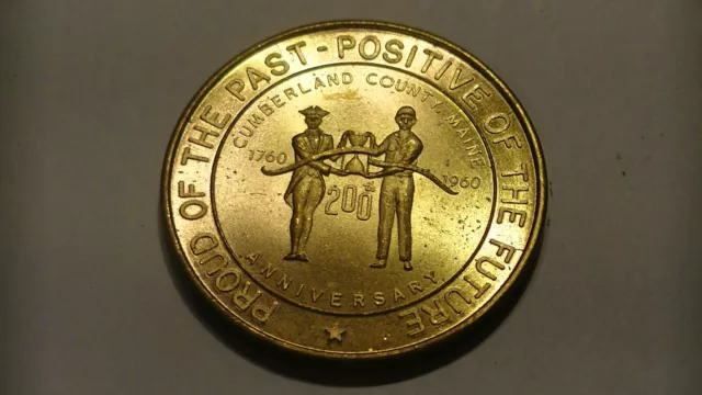 1960 Cumberland County Maine Bicentennial 50 Cent Half Dollar Medal Token Uncirc