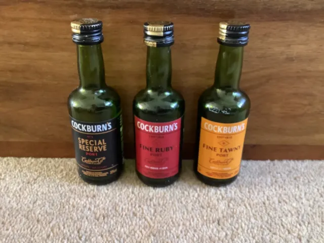 Miniature Cockburn's port bottles 5cl empty Special Reserve/Fine Tawny/Fine Ruby